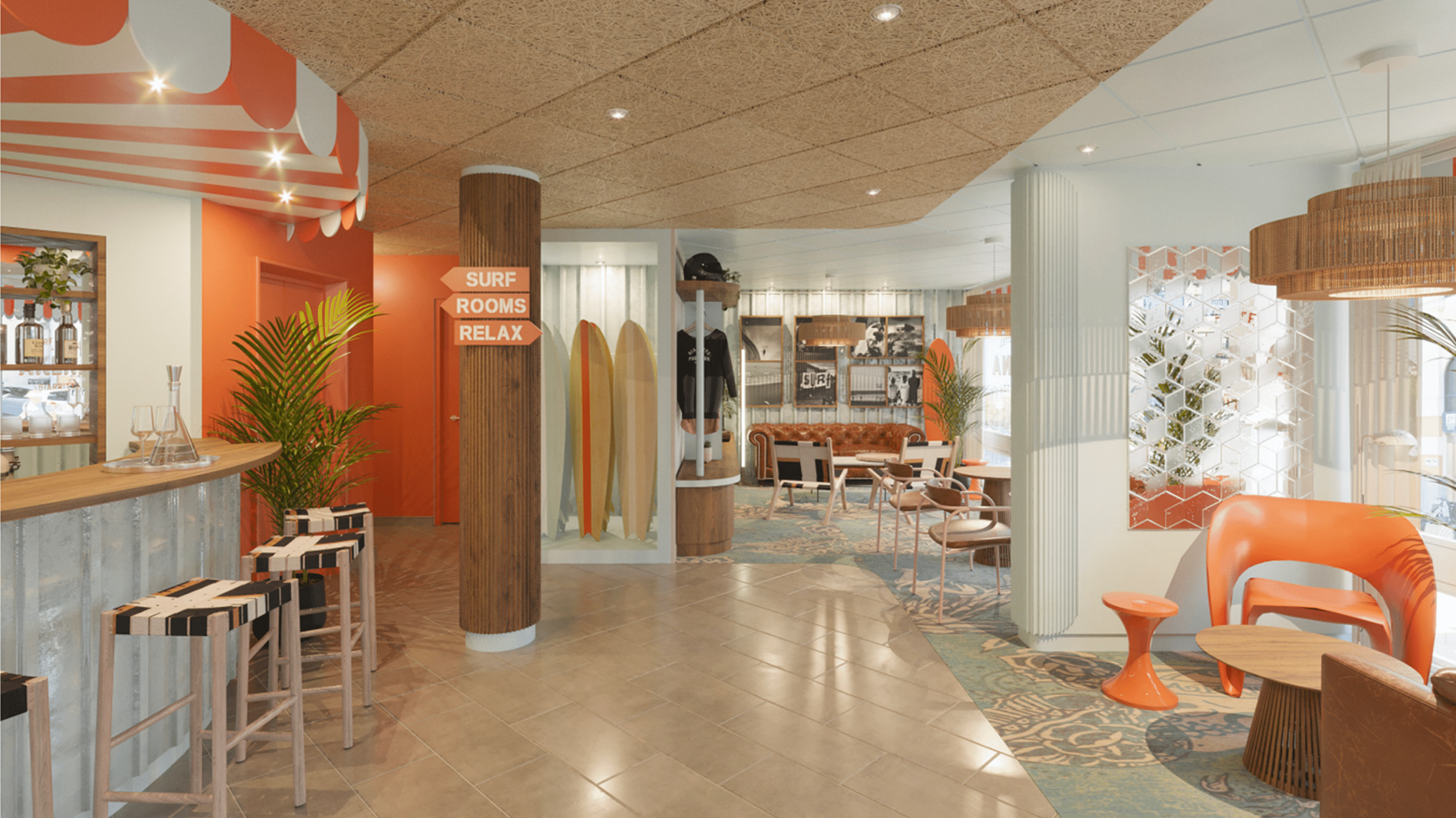 agencement d'un lobby d'hôtel