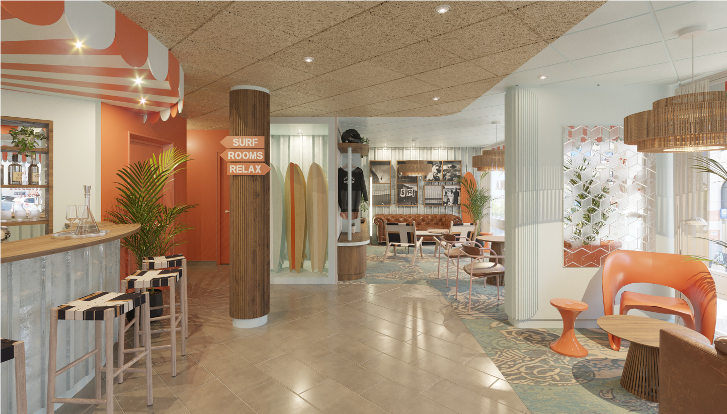 agencement d'un lobby d'hôtel